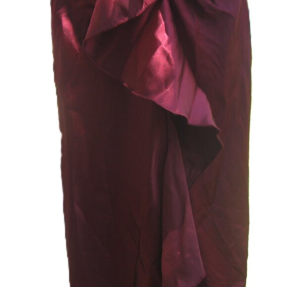 VINTAGE w/ Tag RAMPAGE Burgundy Ruffle Formal Evening Gown 3 *Needs Zipper Pull* - Picture 14 of 16
